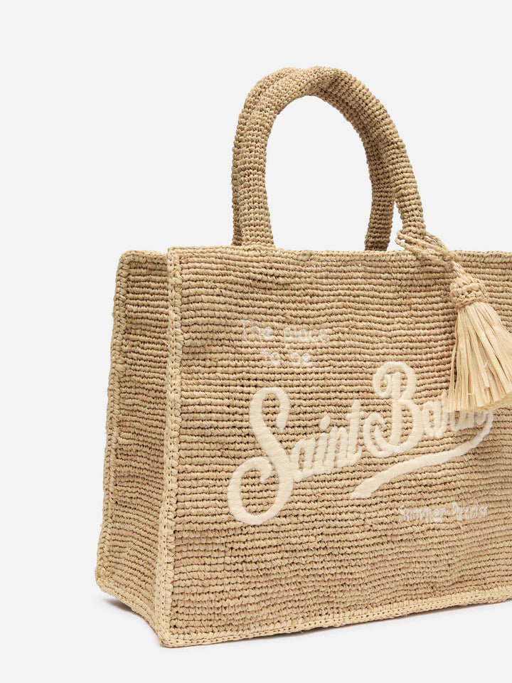 Colette Rafia Bag with Logo Embroidery
