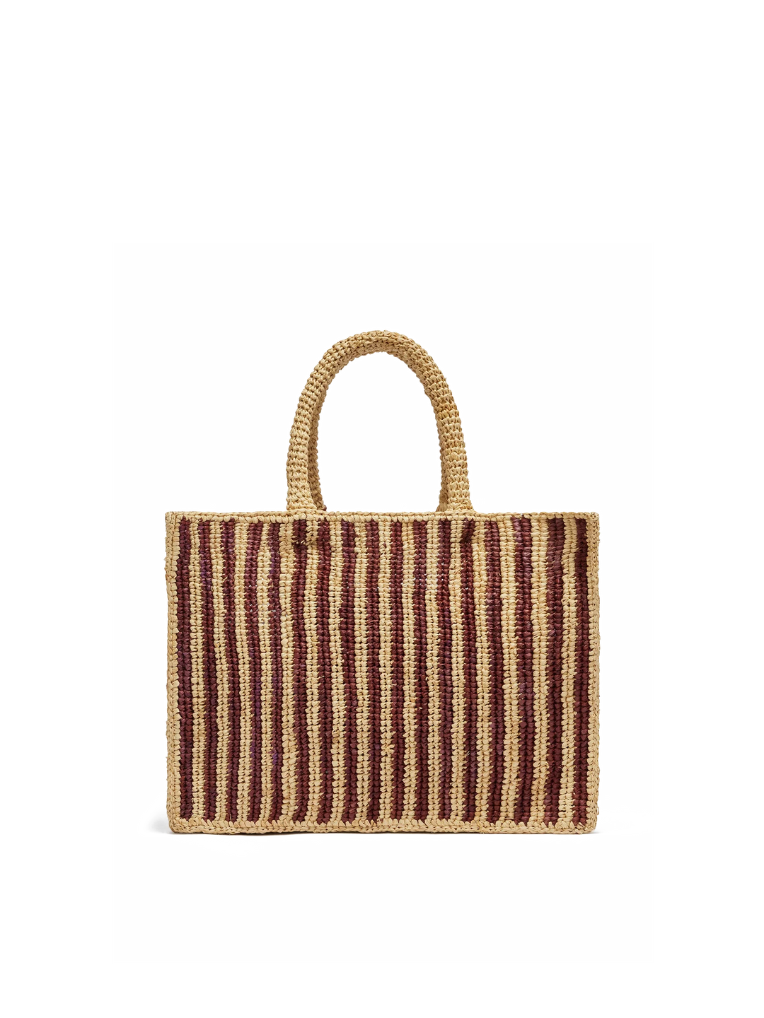 Colette Striped Raffia Bag in Brown with Embroidered Logo