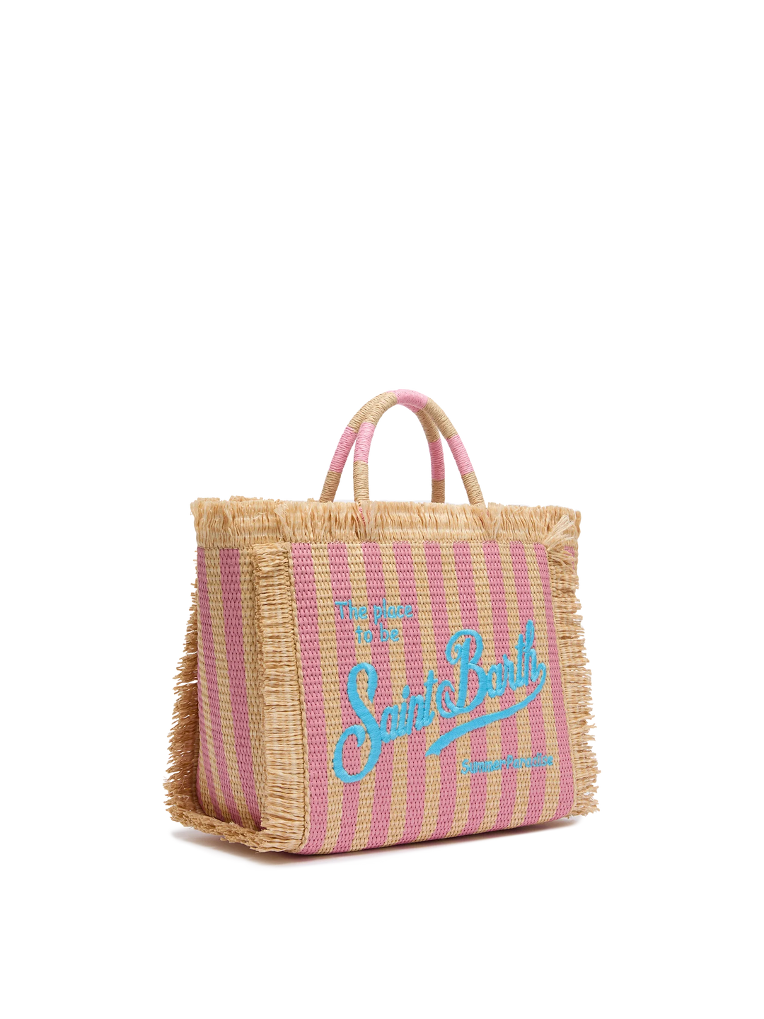 Colette Straw Effect Bag with Striped Print