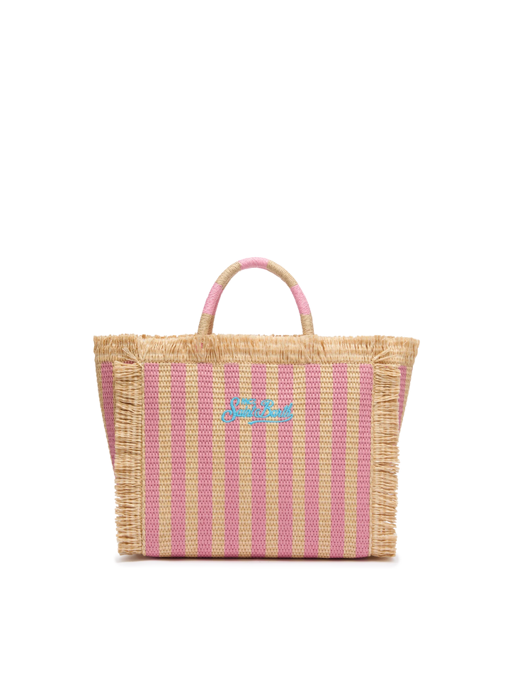 Colette Straw Effect Bag with Striped Print
