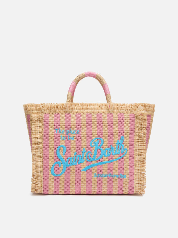 Colette Straw Effect Bag with Striped Print