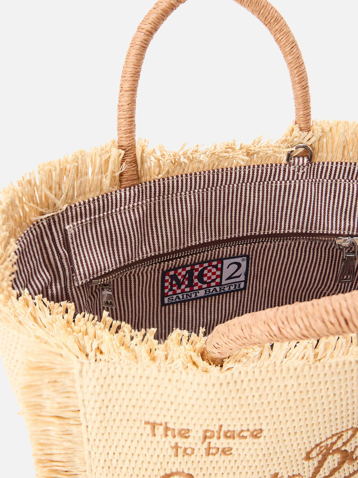 Colette Straw Effect Bag with Embroidered Logo