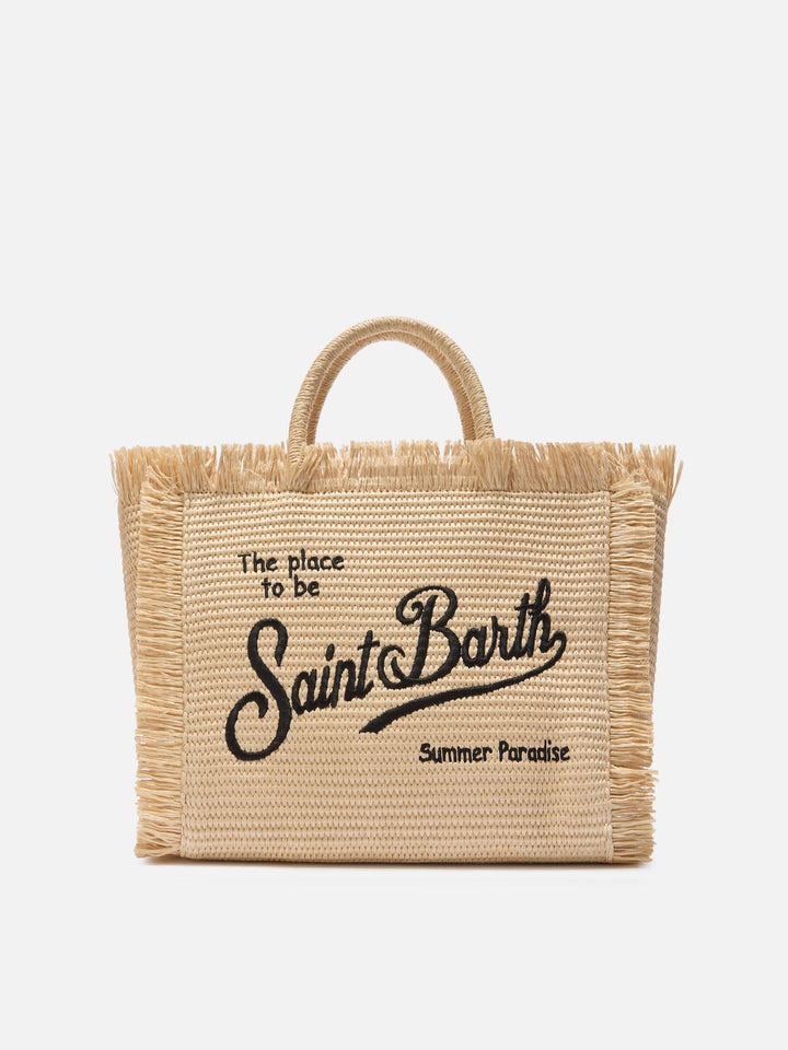 Colette Straw Effect Bag with Black Embroidered Logo