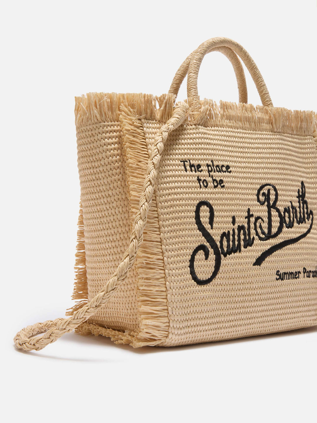 Colette Straw Effect Bag with Black Embroidered Logo