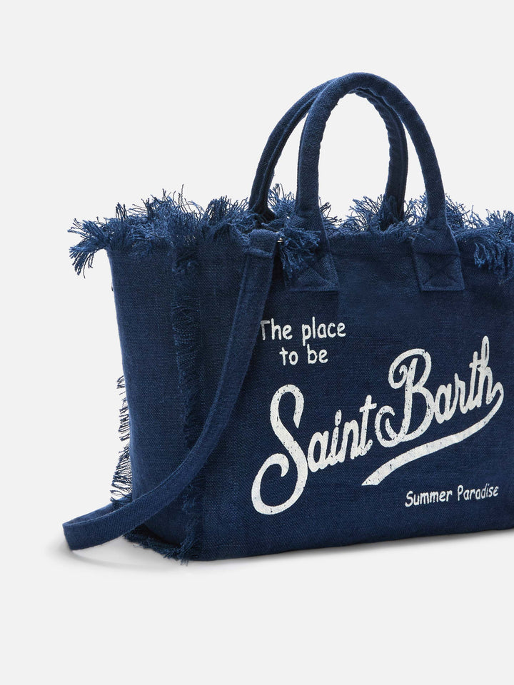 Colette Blue Solid Linen Bag