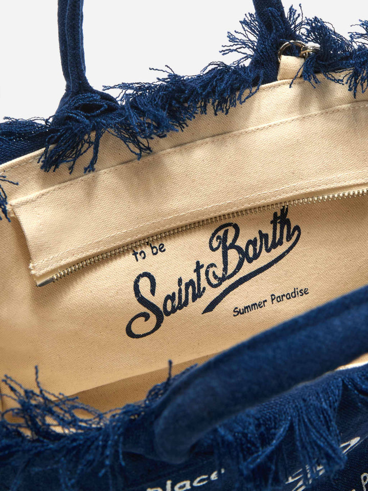 Colette Blue Solid Linen Bag