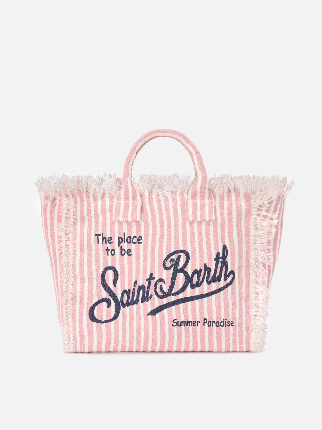 Colette Striped Pink and White Linen Bag