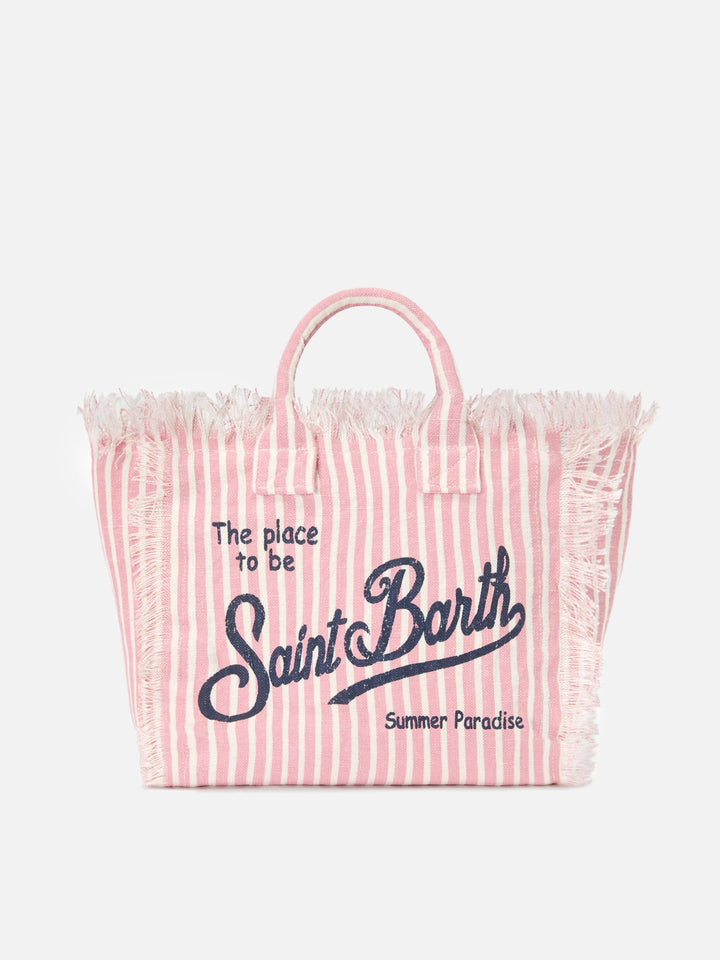 Colette Striped Pink and White Linen Bag