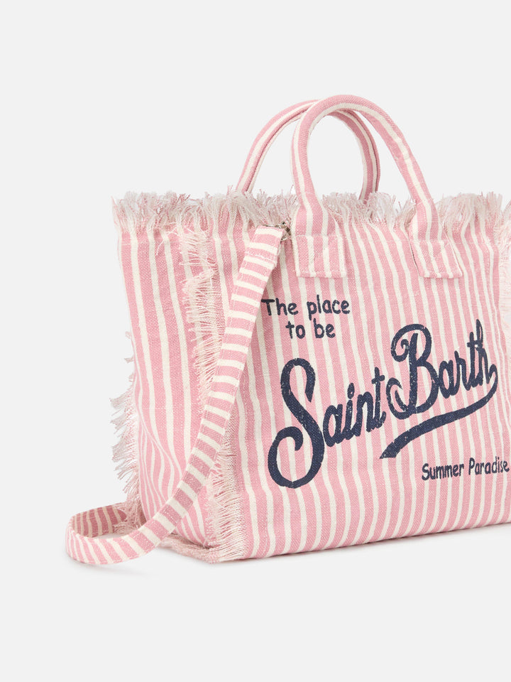 Colette Striped Pink and White Linen Bag