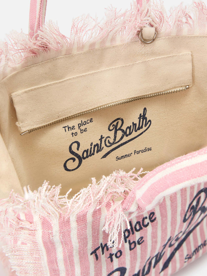Colette Striped Pink and White Linen Bag