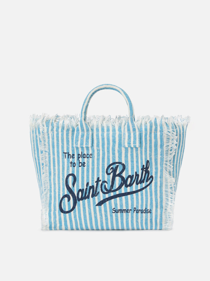 Colette Striped Linen Bag in Blue and White