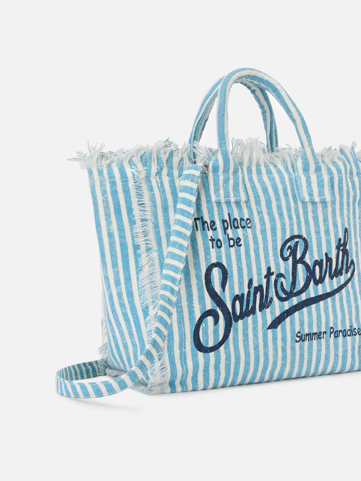 Colette Striped Linen Bag in Blue and White