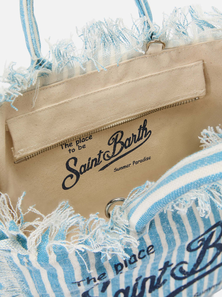 Colette Striped Linen Bag in Blue and White