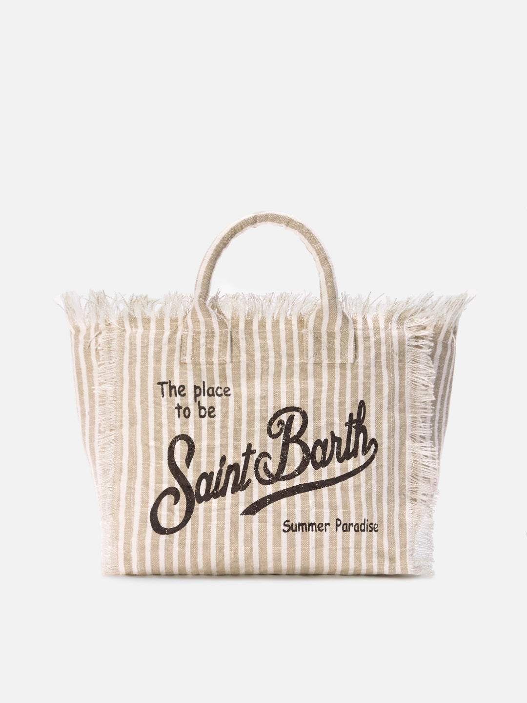 Colette Striped Beige and White Linen Bag