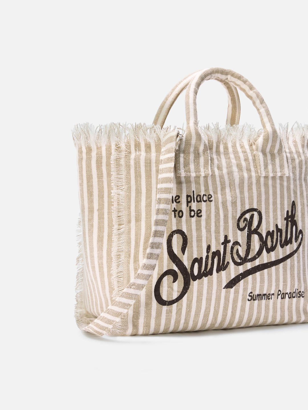 Colette Striped Beige and White Linen Bag