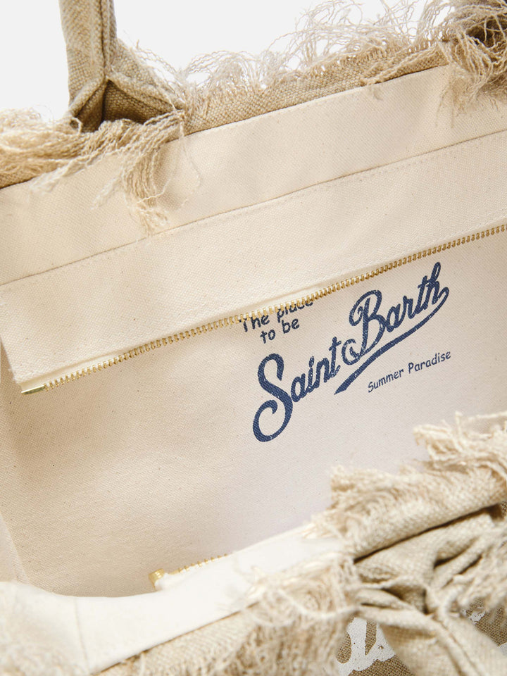 Colette Beige Linen Solid Tote Bag