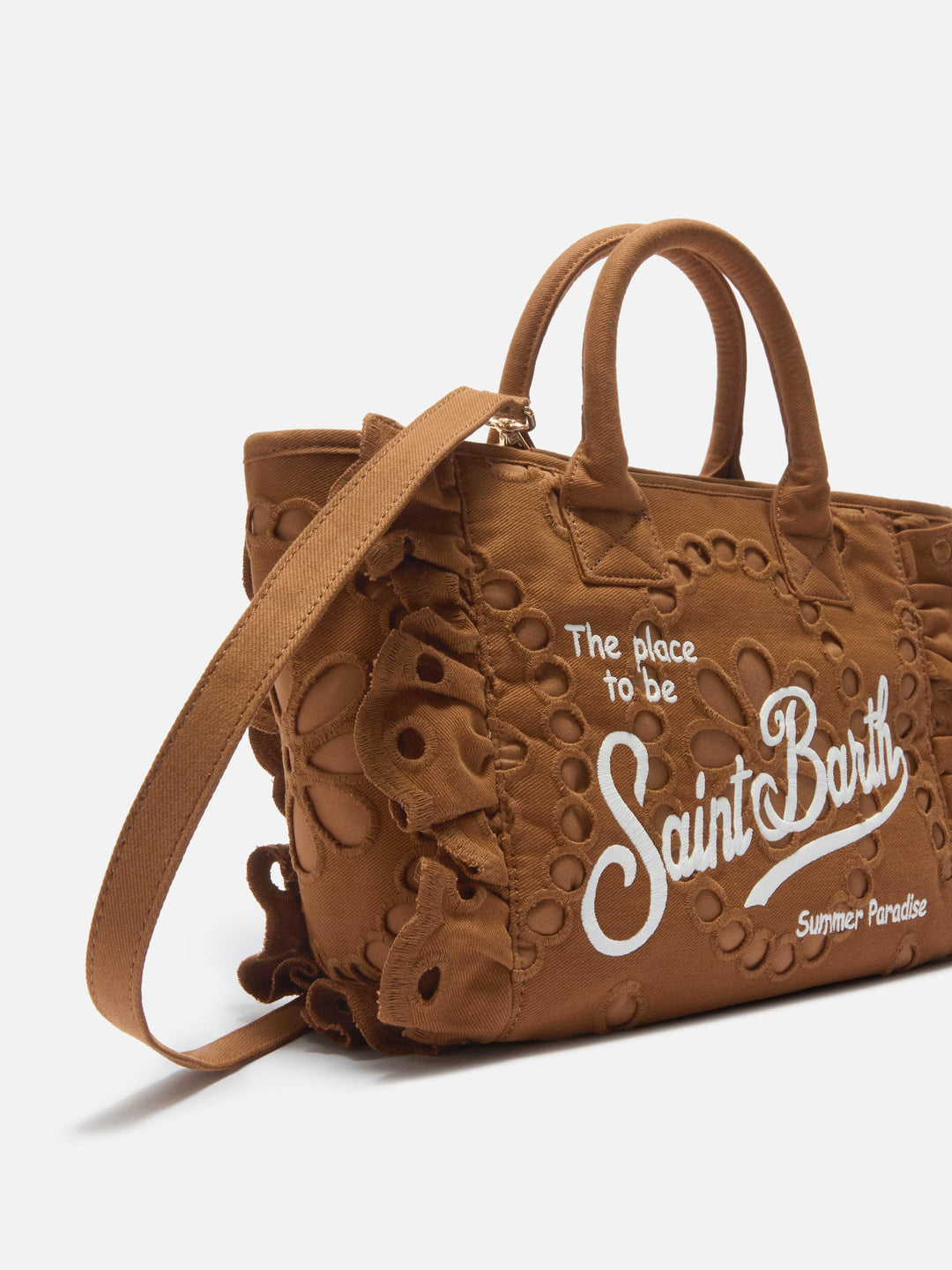 Colette Brown Cotton Broderie Anglaise Bag