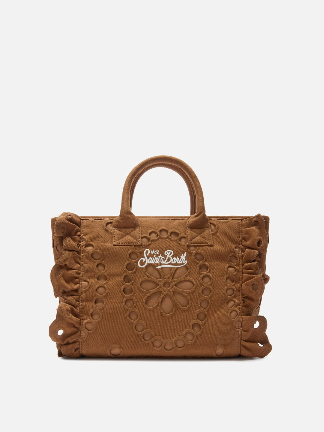Colette Brown Cotton Broderie Anglaise Bag