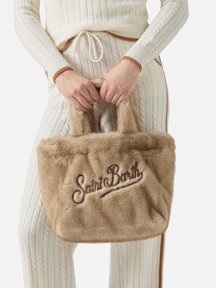 Colette Soft Beige Faux Fur Handbag