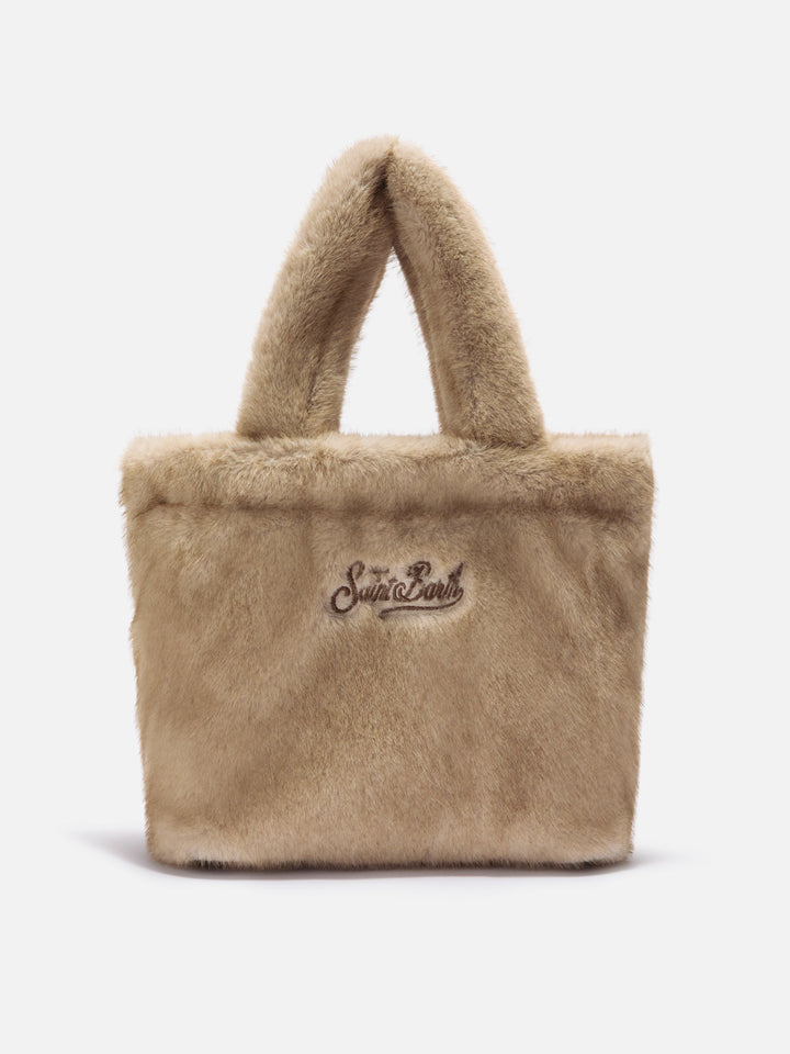 Colette Soft Beige Faux Fur Handbag