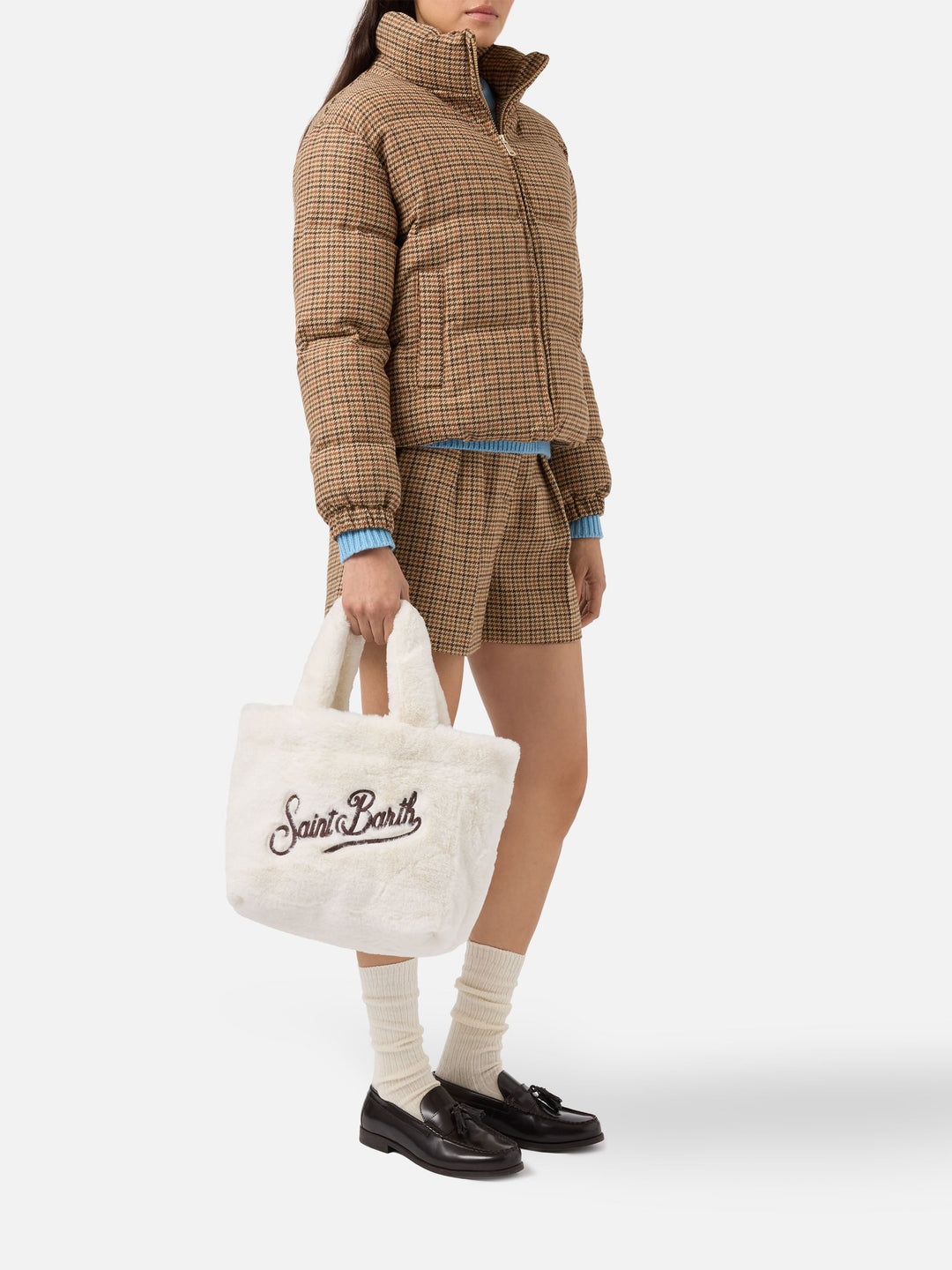 Colette Soft White Faux Fur Handbag