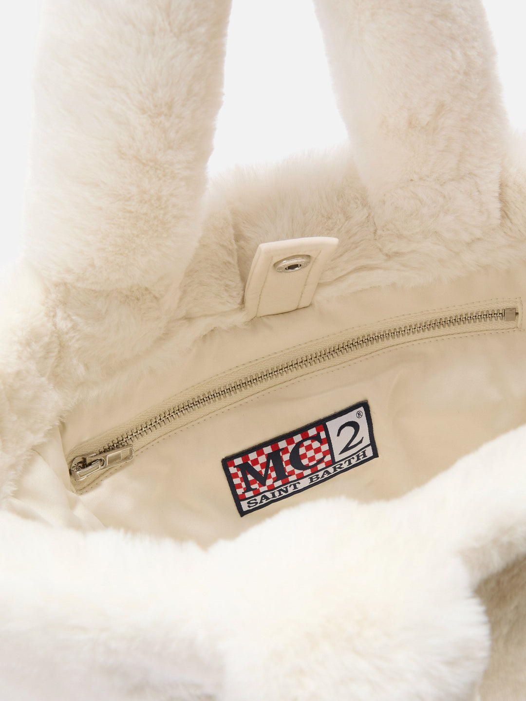 Colette Soft White Faux Fur Handbag