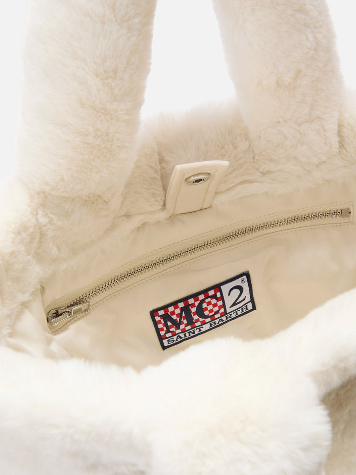 Colette Soft White Faux Fur Handbag