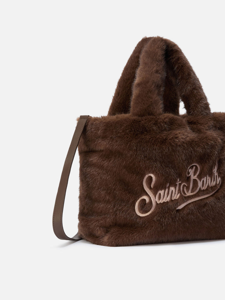 Borsa a mano Colette Soft in morbido pellicciotto marrone