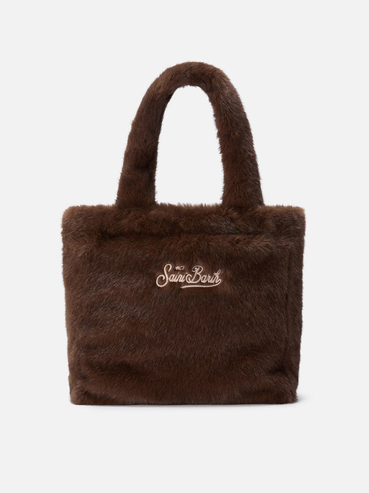 Borsa a mano Colette Soft in morbido pellicciotto marrone