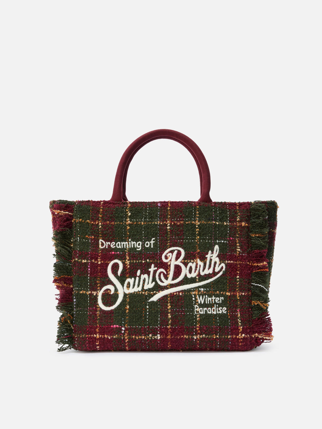 Colette Bordeaux Check Wool Blend Tweed Handbag