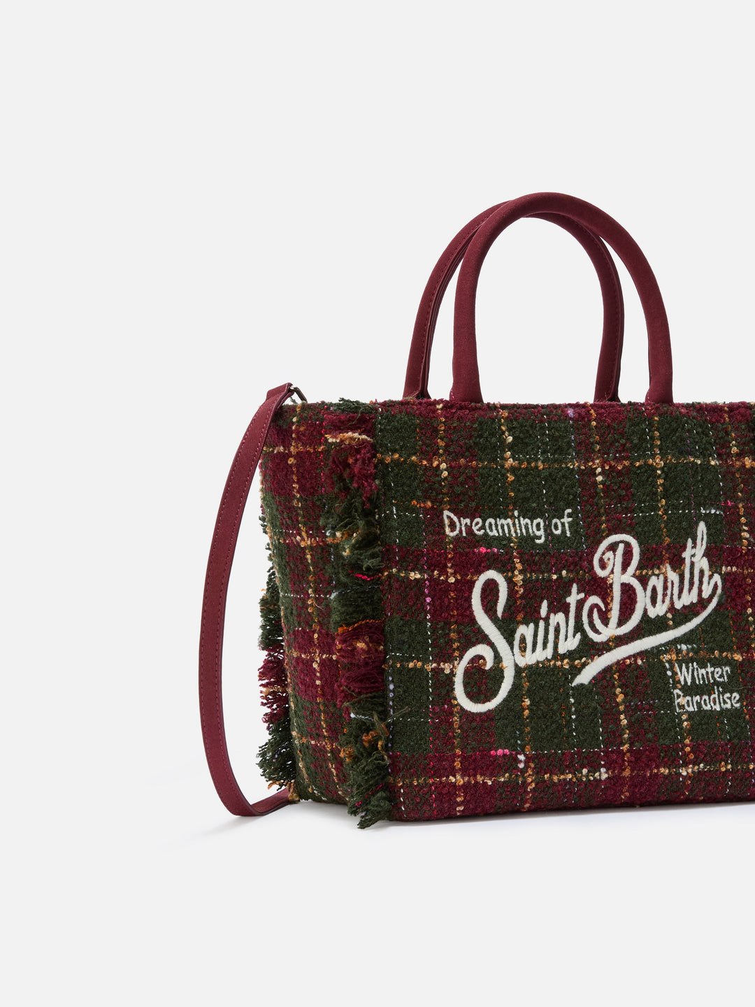 Colette Bordeaux Check Wool Blend Tweed Handbag