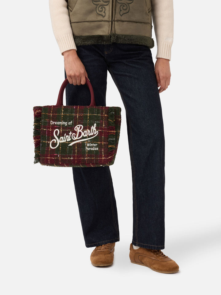 Colette Bordeaux Check Wool Blend Tweed Handbag