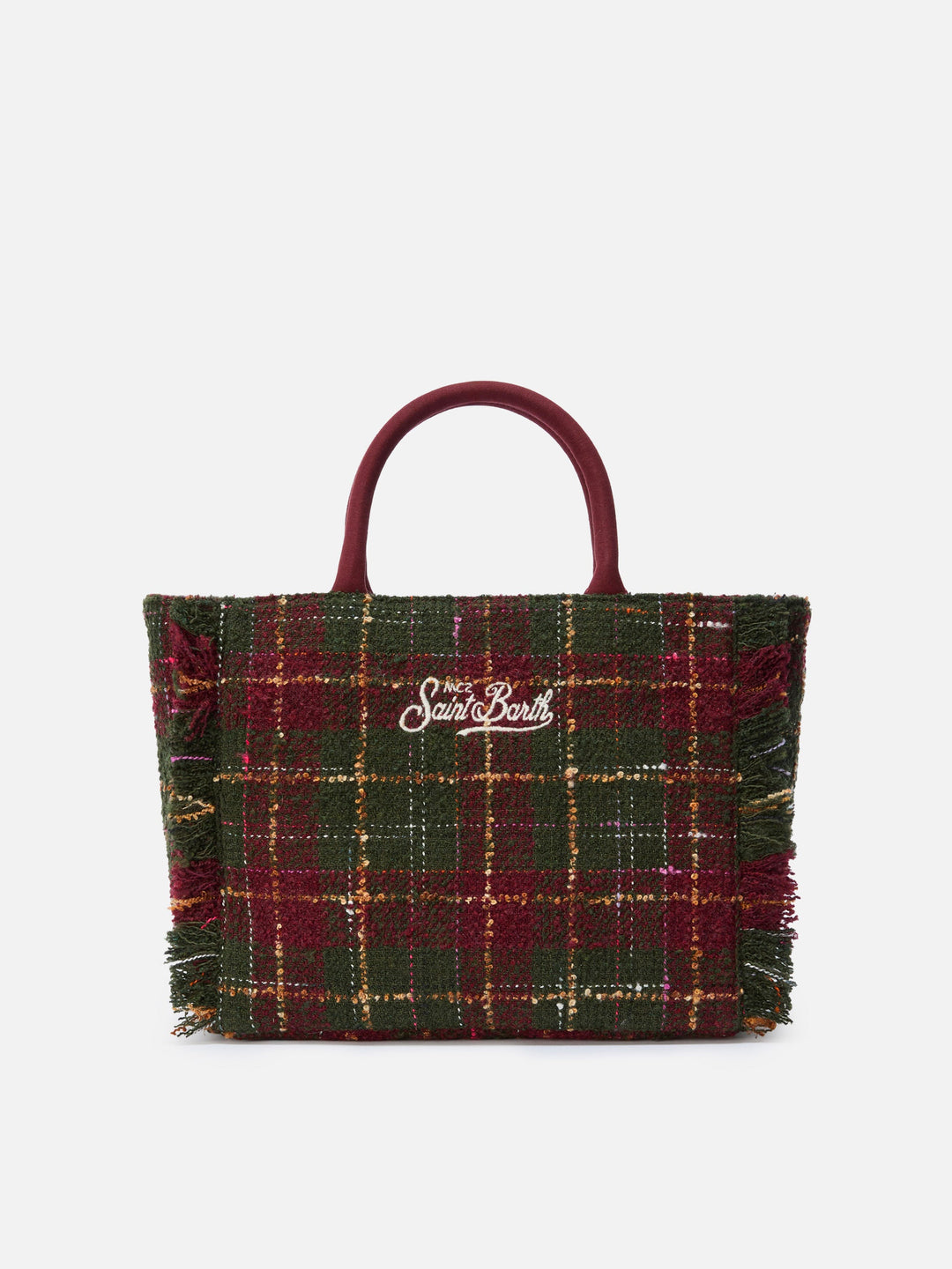 Colette Bordeaux Check Wool Blend Tweed Handbag