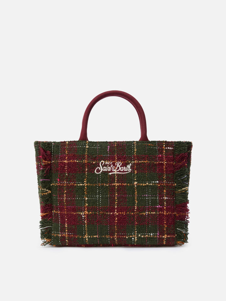 Colette Bordeaux Check Wool Blend Tweed Handbag