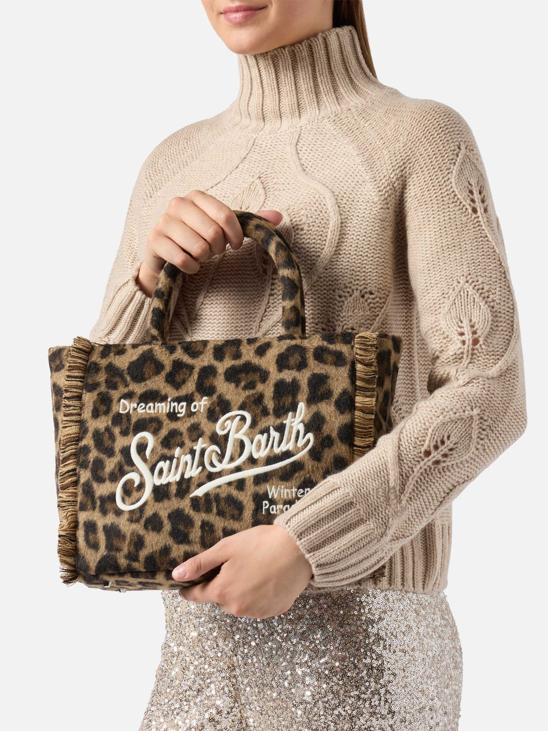 Colette Leopard Print Felt Bag