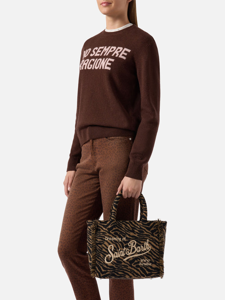 Colette Zebra Print Felt Bag