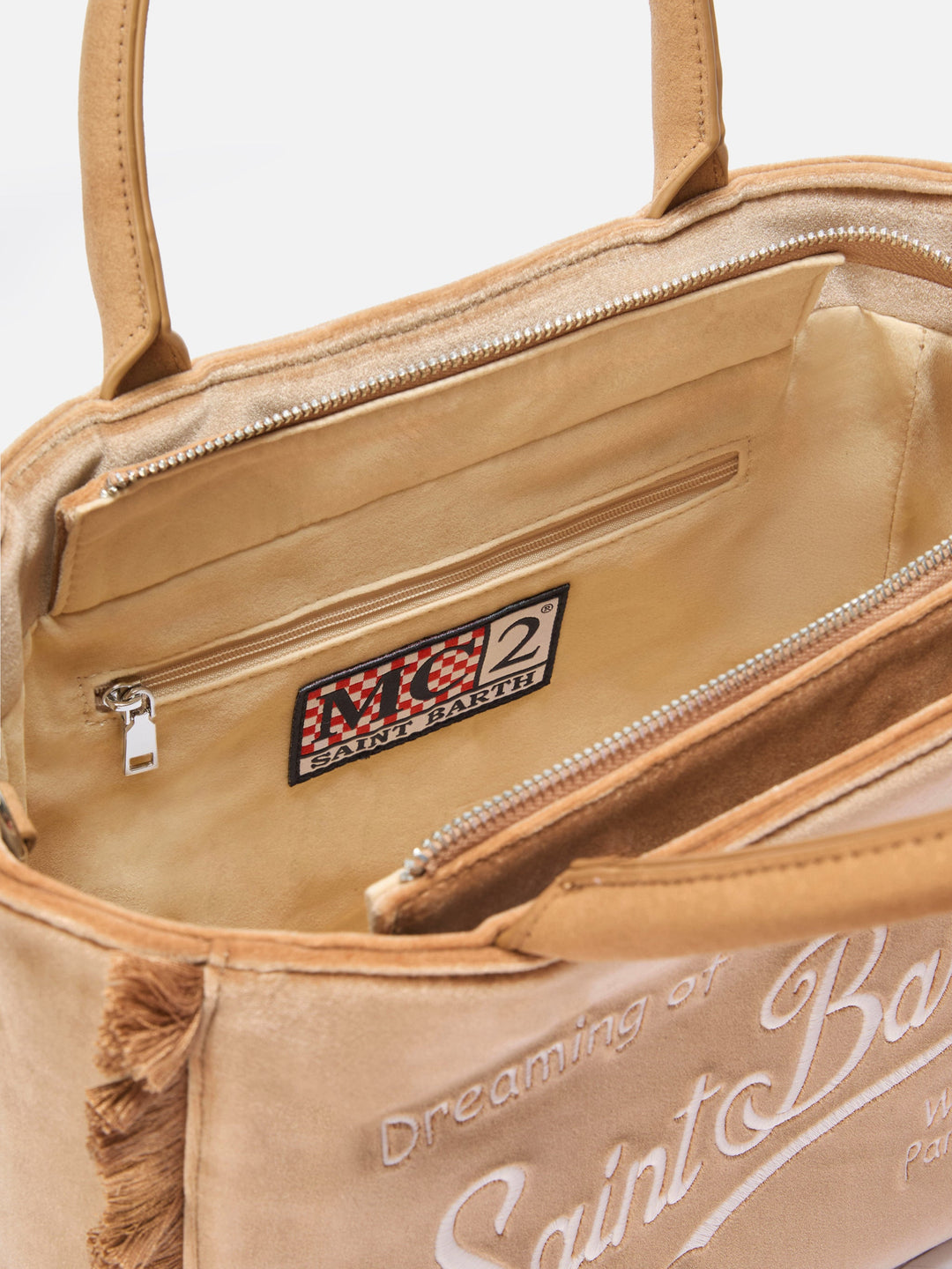 Colette Beige Velvet Handbag
