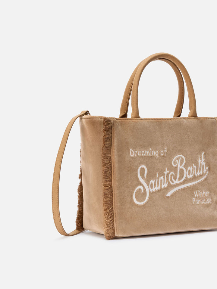 Colette Beige Velvet Handbag