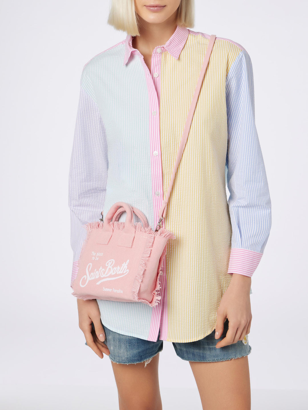 Mini Vanity Bag in Pink Cotton Canvas