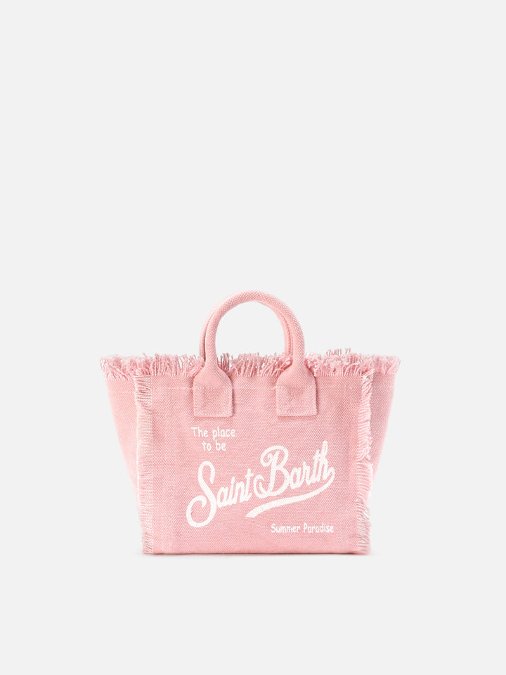 Mini Vanity Bag in Solid Pink Canvas