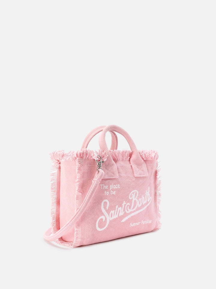 Mini Vanity Bag in Solid Pink Canvas