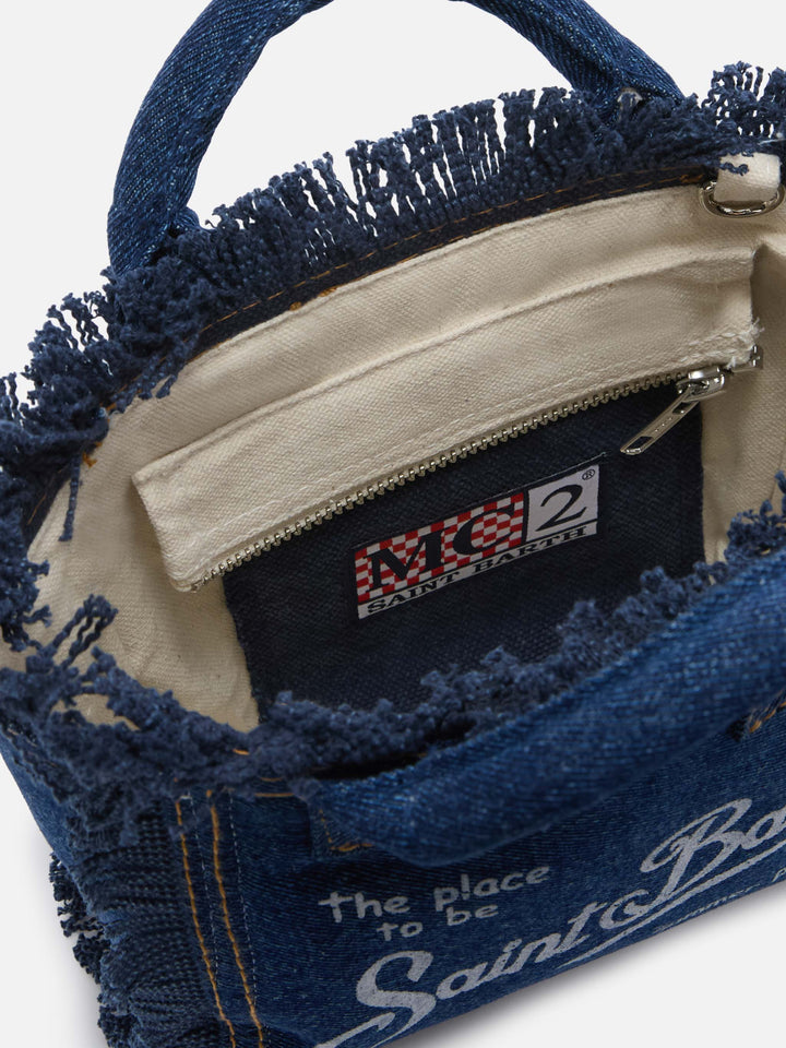 Mini Vanity Bag in Dark Wash Denim