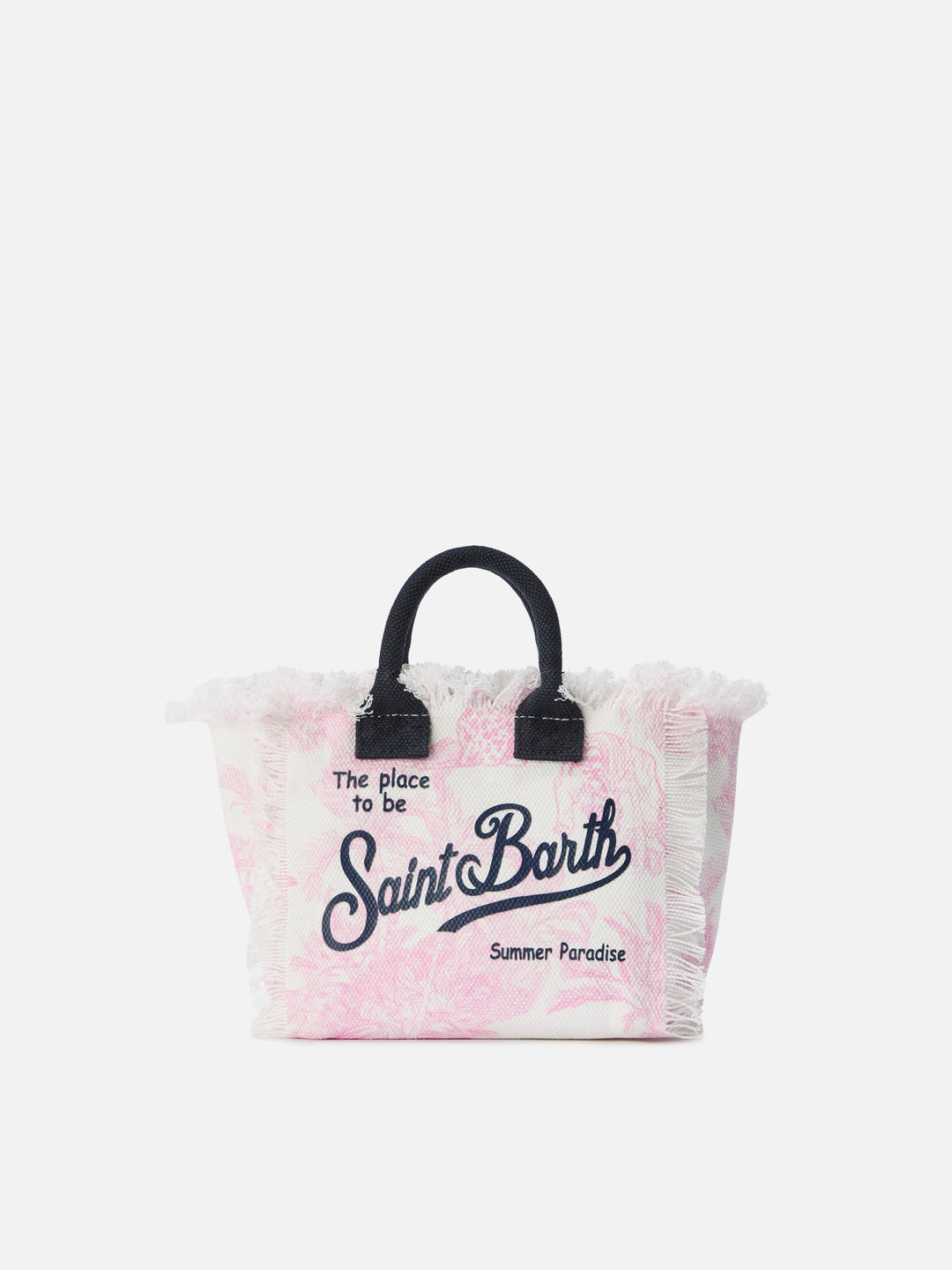 Mini Vanity Bag in Canvas with Pink Toile de Jouy Print