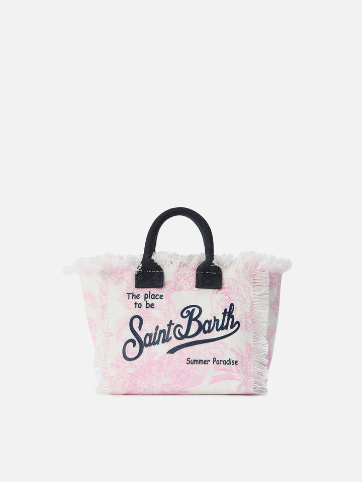 Mini Vanity Bag in Canvas with Pink Toile de Jouy Print
