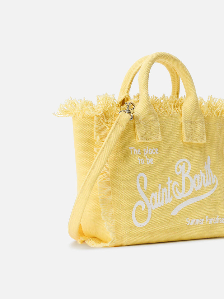 Mini Vanity Bag in Solid Light Yellow Canvas