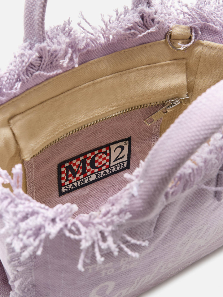 Mini Vanity Bag in Solid Lilac Canvas
