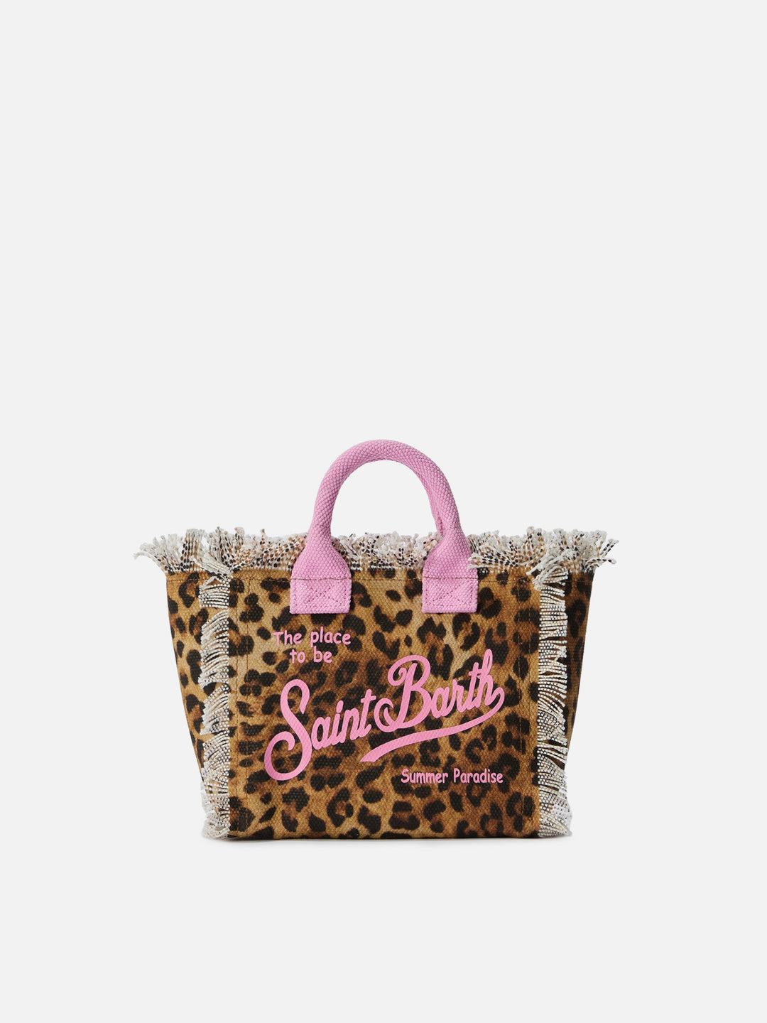 Mini Vanity Bag in Leopard Canvas with Pink Accents