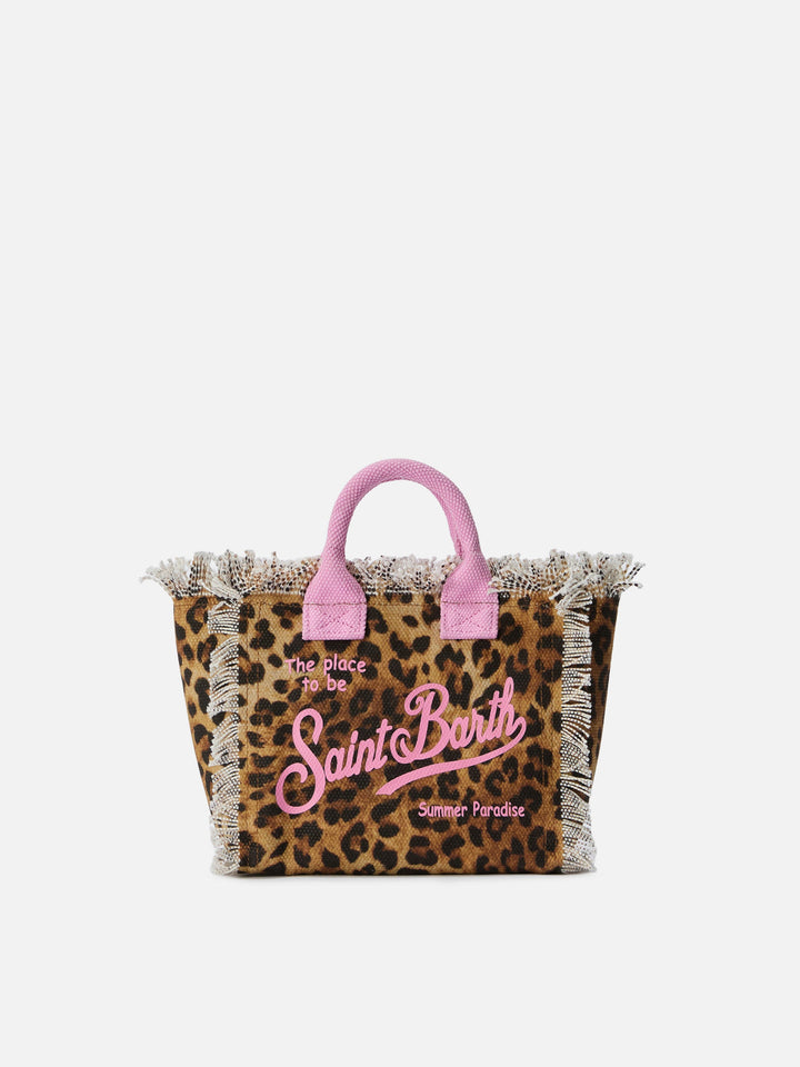 Mini Vanity Bag in Leopard Canvas with Pink Accents