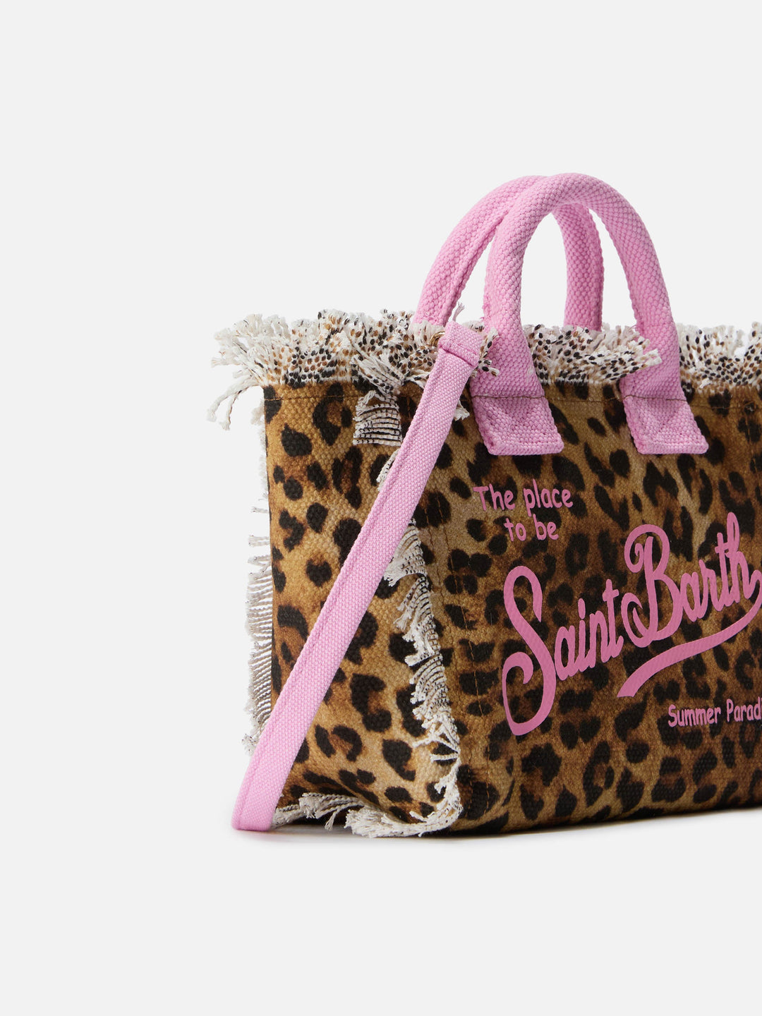 Mini Vanity Bag in Leopard Canvas with Pink Accents