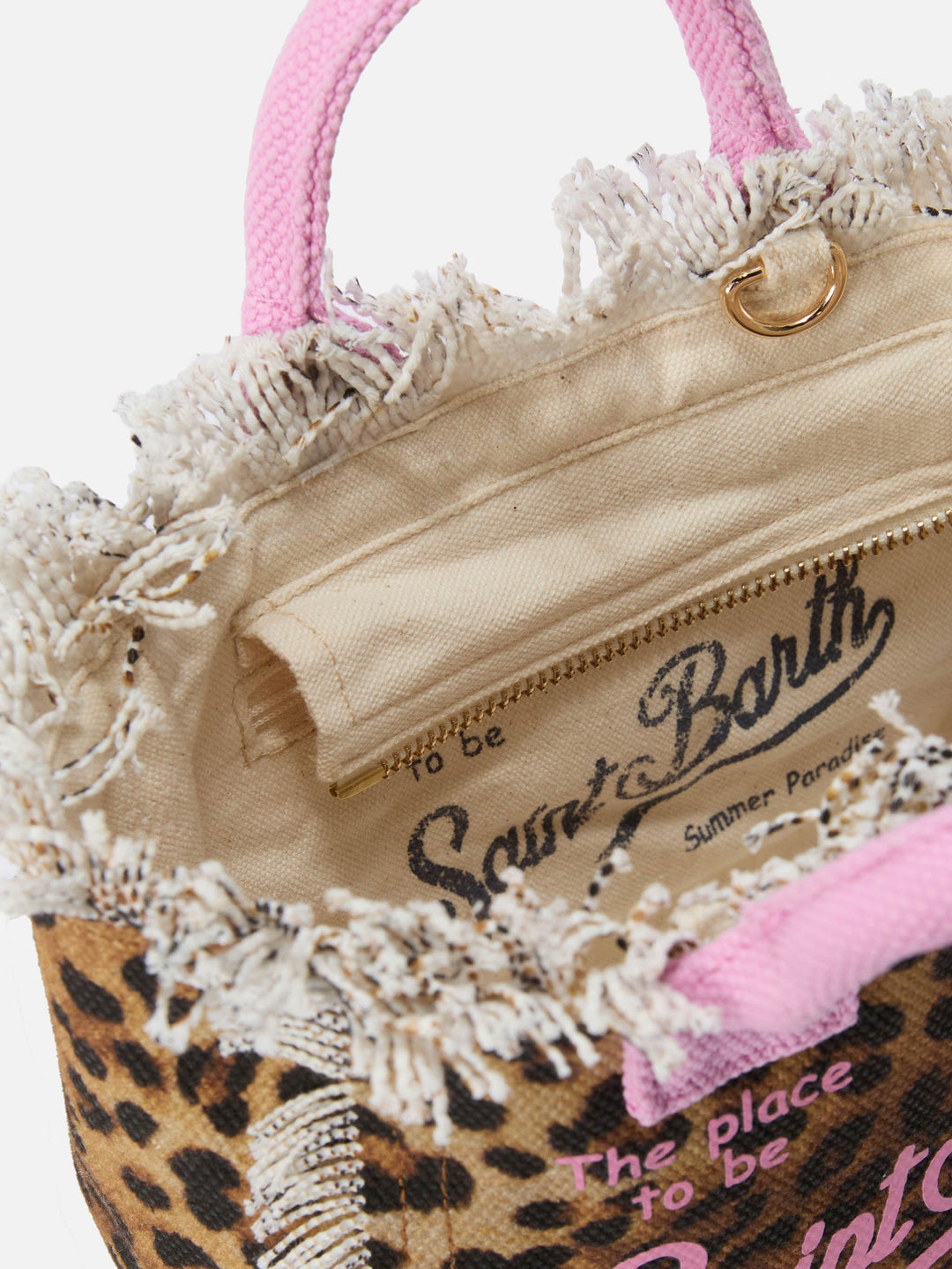 Mini Vanity Bag in Leopard Canvas with Pink Accents